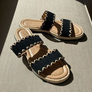 Mila Paoli Black Leather Sandals NEW Size 8